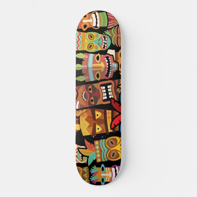 Tiki Pattern Skateboard (Front)