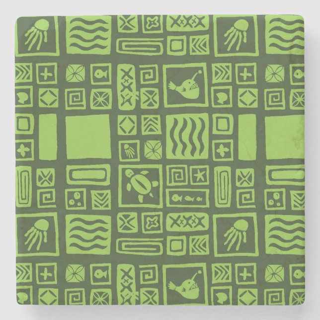 Tiki Pattern Stone Coaster (Front)