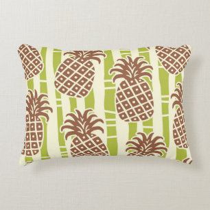 Tiki Pineapple Bamboo Stripes Pattern Accent Pillow