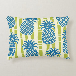 Tiki Pineapple Bamboo Stripes Pattern Accent Pillow