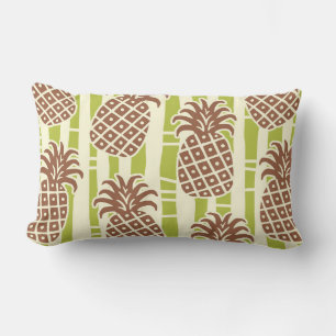 Tiki Pineapple Bamboo Stripes Pattern Lumbar Pillow