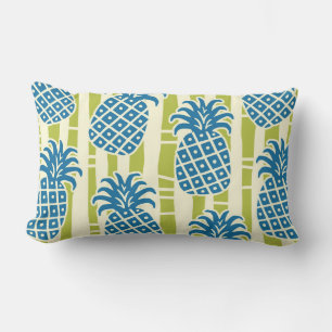 Tiki Pineapple Bamboo Stripes Pattern Lumbar Pillow