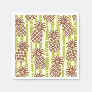 Tiki Pineapple Bamboo Stripes Pattern Napkins