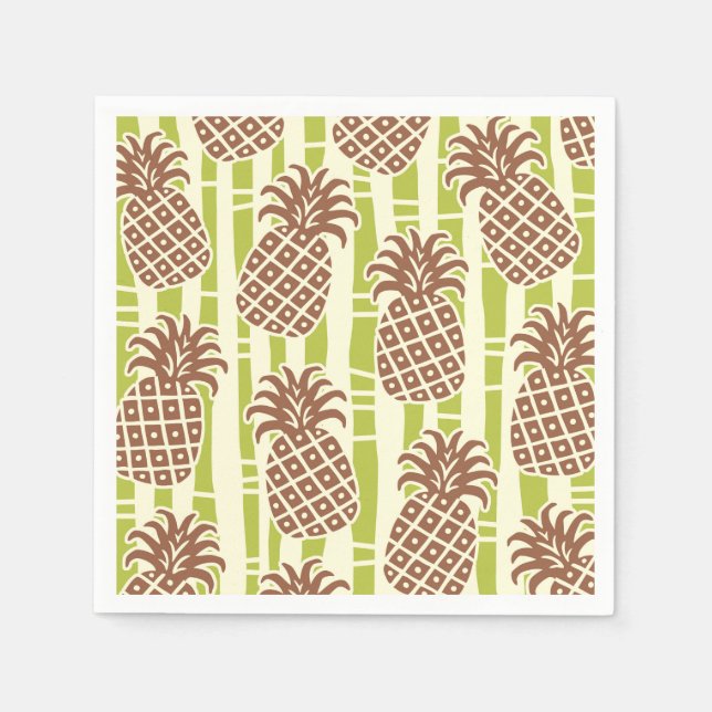 Tiki Pineapple Bamboo Stripes Pattern Napkins (Front)