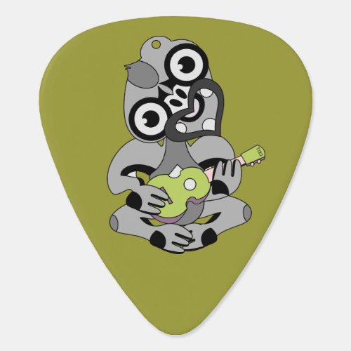 Tiki playing green Ukulele Guitar Pick