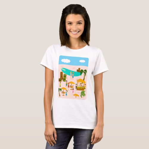 Tiki Pool Party Cute Retro Art Design T_Shirt