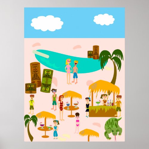 Tiki Pool Party Poster