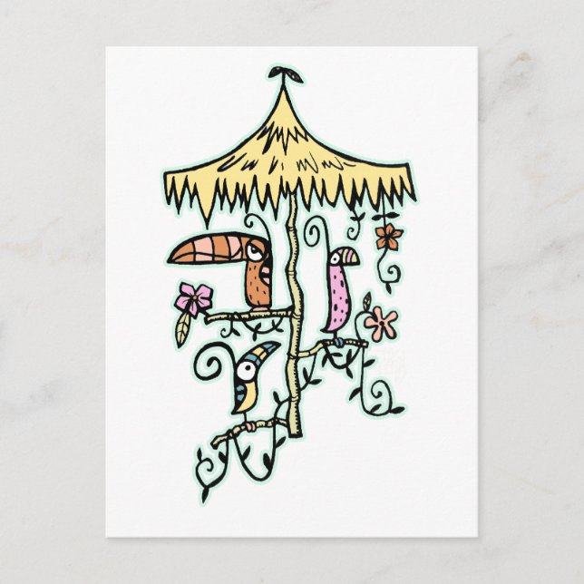 Tiki Room Birds on a Perch by Tiki tOny Postcard (Front)