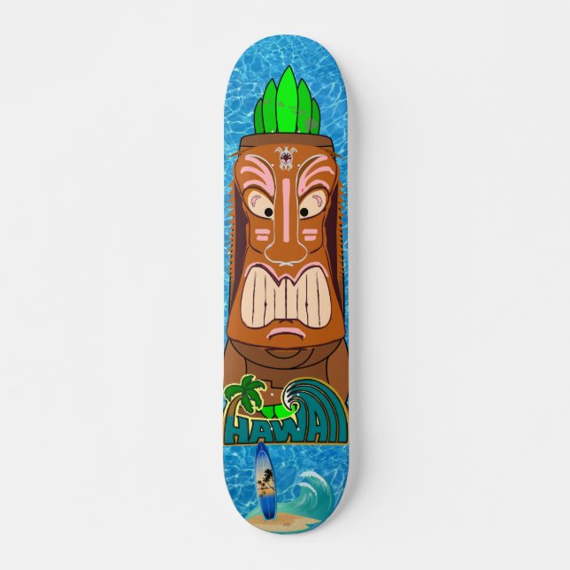 Tiki Statue Hawaii Skateboard Deck (Front)