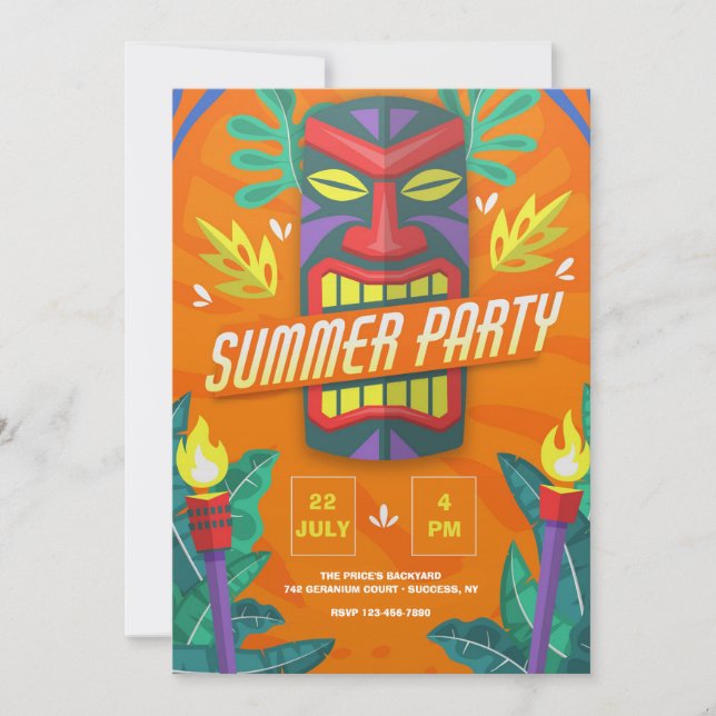Tiki Summer Party Invitation (Front)