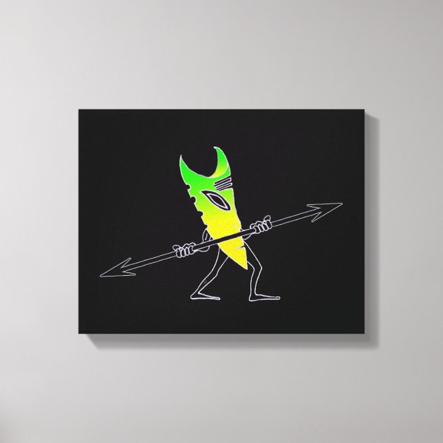 Tiki Surfer Green Canvas Print (Front)