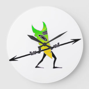 Tiki Surfer Green Large Clock