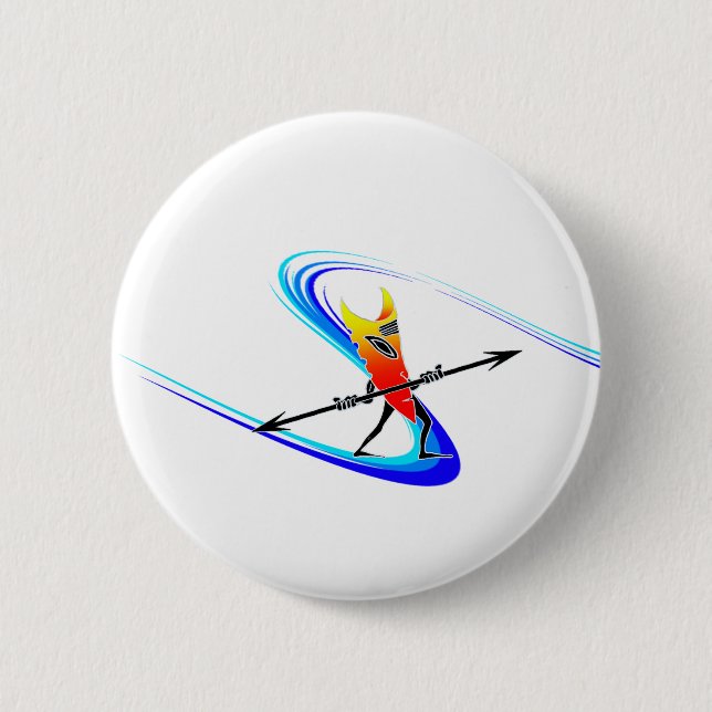 Tiki Surfer Pinback Button (Front)