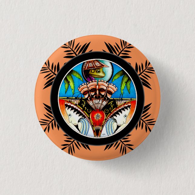 Tiki Tattoo Frog Button (Front)