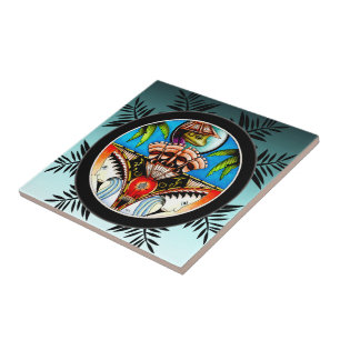 Tiki Tattoo Frog Tile