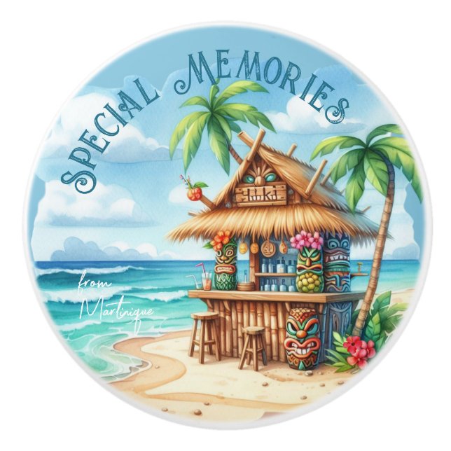 Tiki theme Vacation style custom text Ceramic Knob (Front)