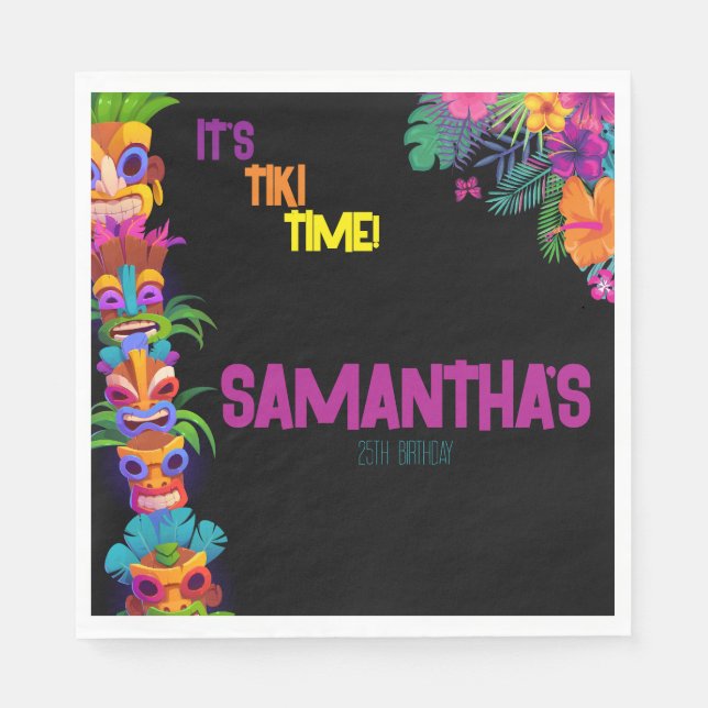 Tiki Time Birthday Party Napkins (Front)