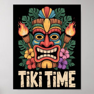 Tiki Time Luau Party Tropical Summer Vibes 1 Poster