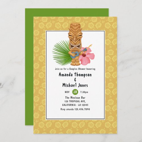 Tiki Time Luau Summer Beach Couples Shower Invitation