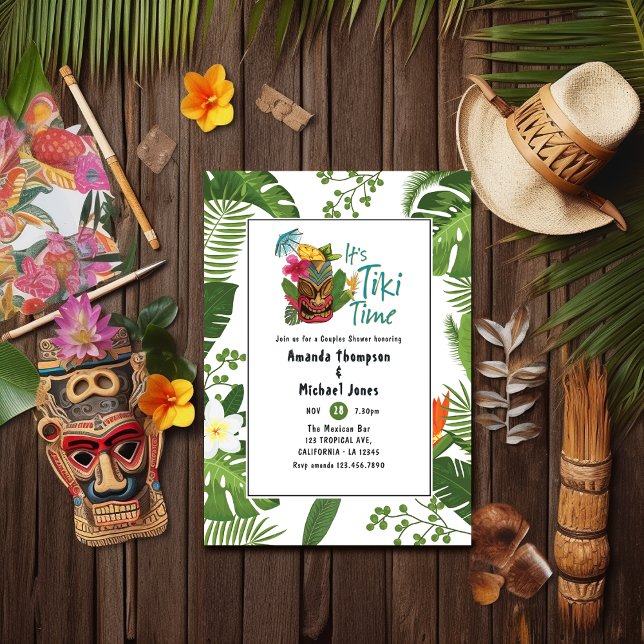 Tiki Time Luau Summer Beach Couples Shower Invitation (Creator Uploaded)