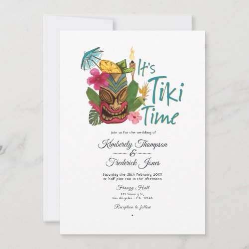 Tiki Time Luau Summer Beach Wedding Invitation