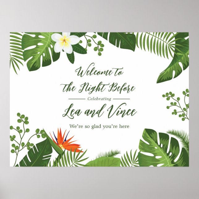 Tiki Time Luau Summer Beach Wedding Welcome Poster (Front)