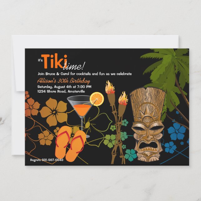 Tiki Time Party Invitation (Front)