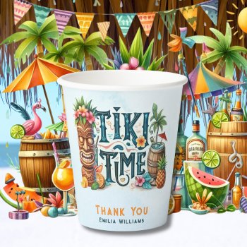 Tiki Time Party Personalized Custom Paper Cups by invitationz at Zazzle