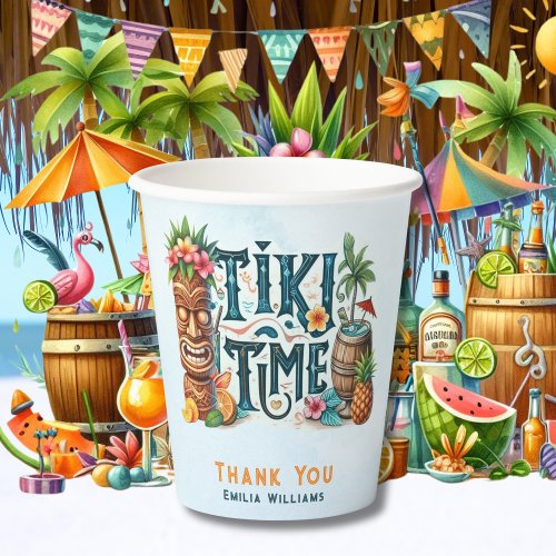 TIKI Time Party Personalized Custom Paper Cups