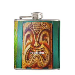 Tiki Time Tropical Cool Fun Fierce Vintage Retro Flask