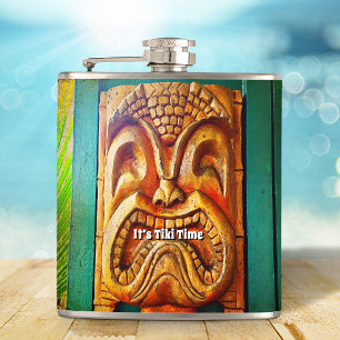 Tiki Time Tropical Cool Fun Fierce Vintage Retro Flask