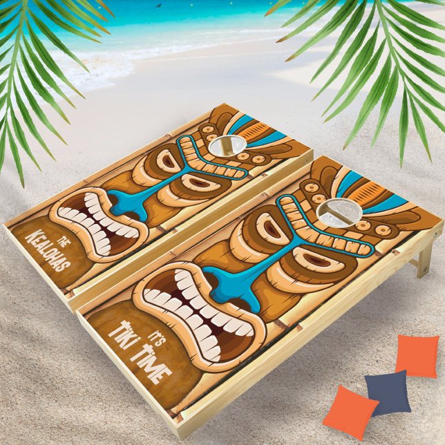 Tiki Time Tropical Hawaiian  Cornhole Set (Creator Uploaded)