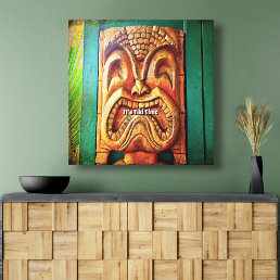 Tiki Time Vintage Retro Hawaii Wood Tiki Face Canvas Print