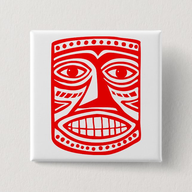 Tiki Toby - Red Pinback Button (Front)