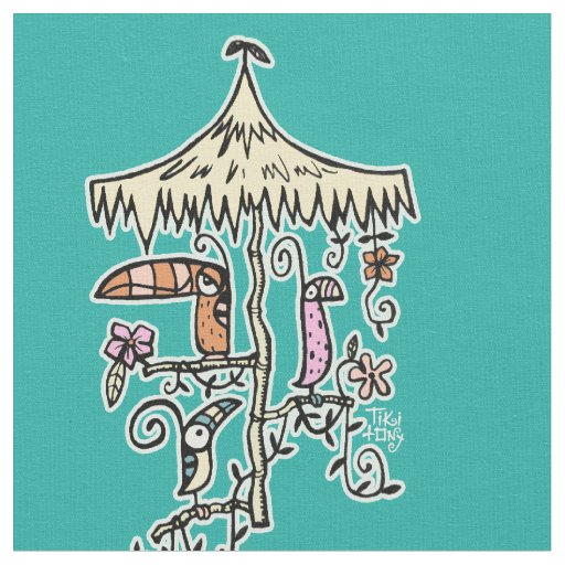 Tiki tOny birds on a perch Fabric