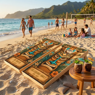 Tiki Toss Tropical Hawaiian Luau Cornhole Set