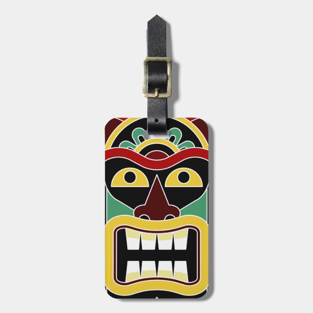 Tiki Totem custom text luggage tag 2 (Front Vertical)