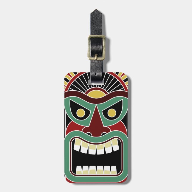 Tiki Totem custom text luggage tag 3 (Front Vertical)