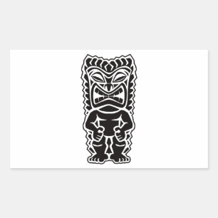 tiki totem rectangular sticker
