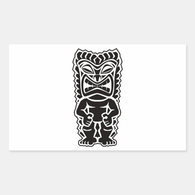 tiki totem rectangular sticker (Front)