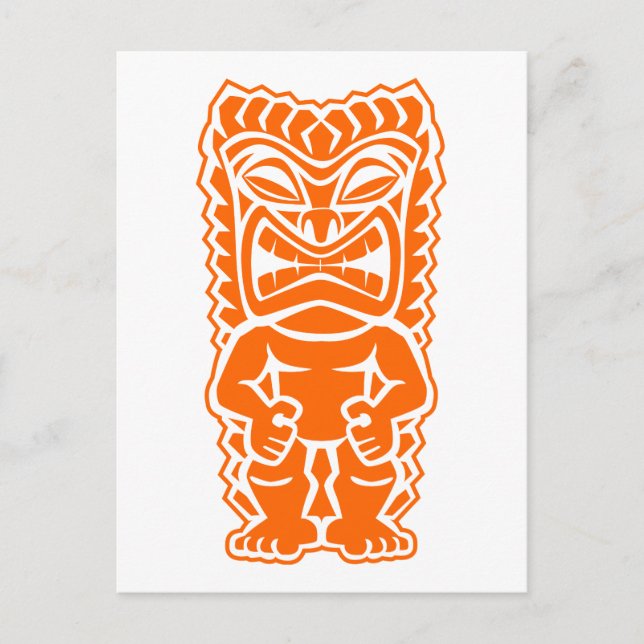 tiki totem warrior orange postcard (Front)