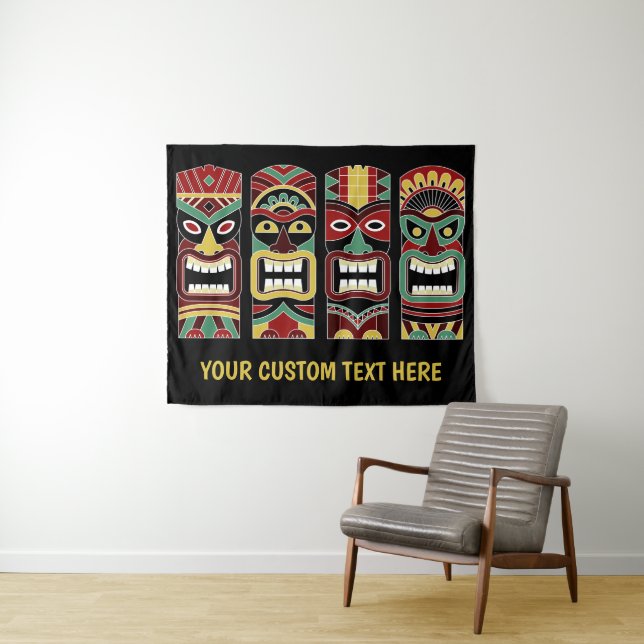 Tiki Totems custom text tapestry (In Situ (Horizontal))