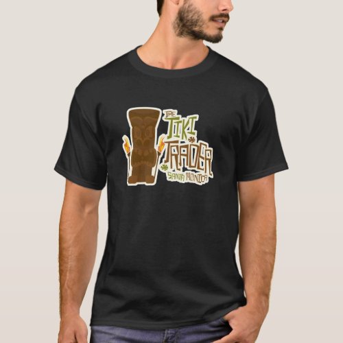 Tiki Trader Fun Tropical Restaurant Logo Design T_Shirt