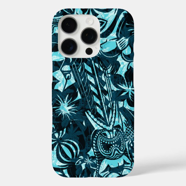 Tiki Trader Hawaiian Teal Case-Mate iPhone Case (Back)