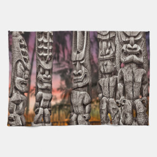 Tiki Tribal Council, Big Island Hawaii, Kitchen Towel