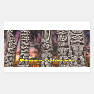 Tiki Tribal Council, Big Island Hawaii, Rectangular Sticker
