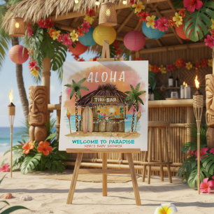 Tiki Tropical Beach Baby Shower Welcome Foam Board