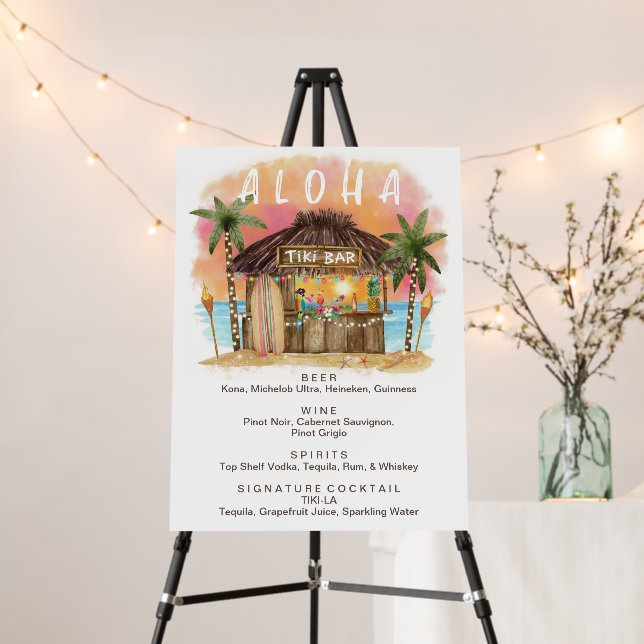 Tiki Tropical Beach Bar Menu  Foam Board (In Situ (Stand))