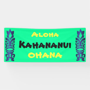 Tiki Tropical Hawaiian Aloha Ohana Family Reunion Banner