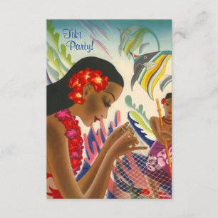 Tiki Tropical Lei Hawaiian Luau party INVITATON Invitation